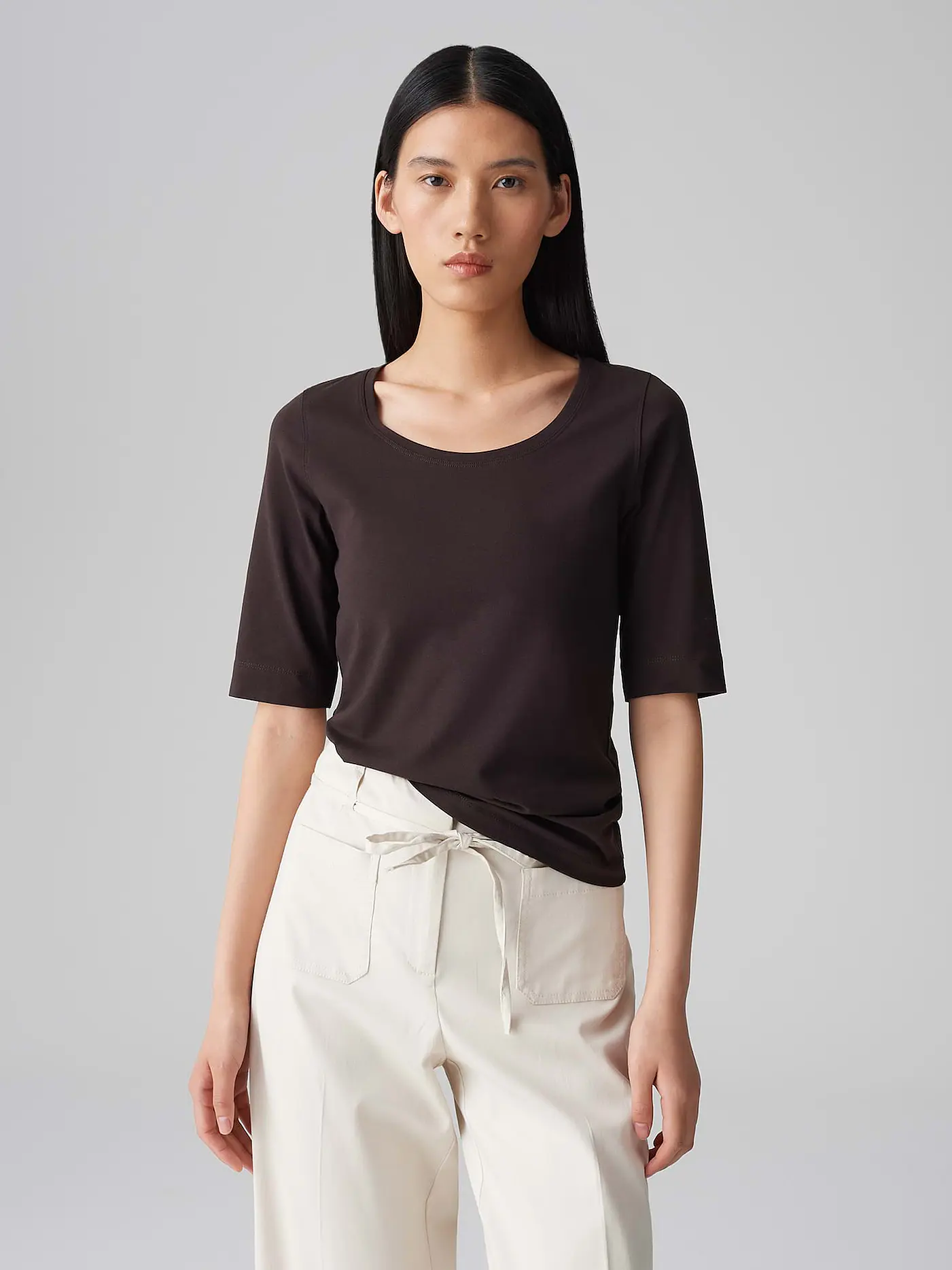 OPUS | Basic T-Shirt "Daily F" | braun